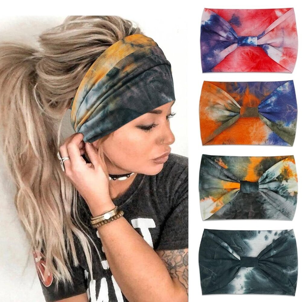 Wide Boho Headbands for Women Fashion Knotted Headband Yoga Workout Hair Accesso